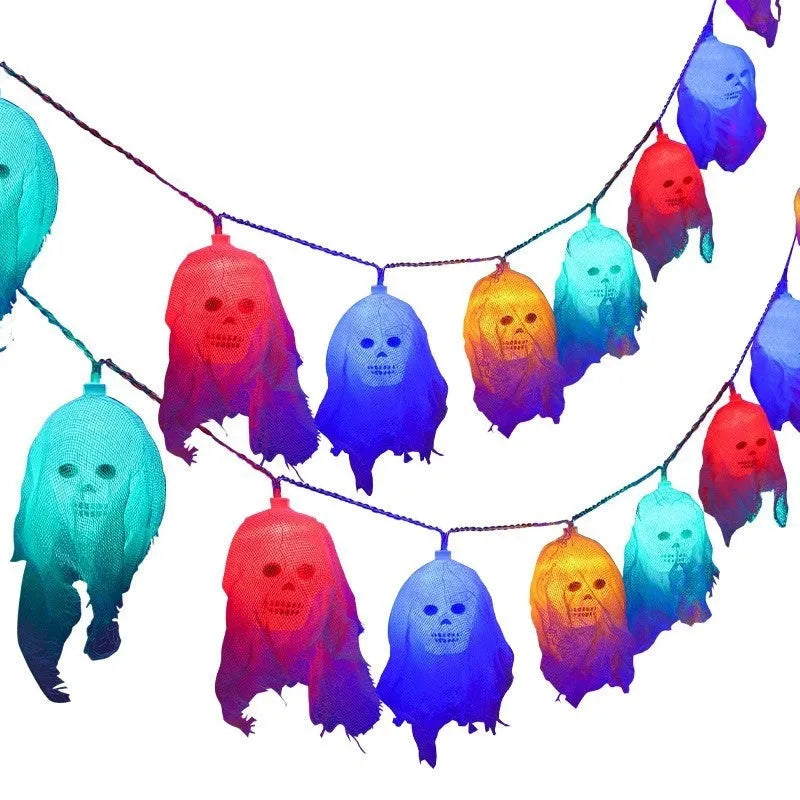 Halloween battery-powered LED coloured lights with plastic battery box for indoor wall decoration