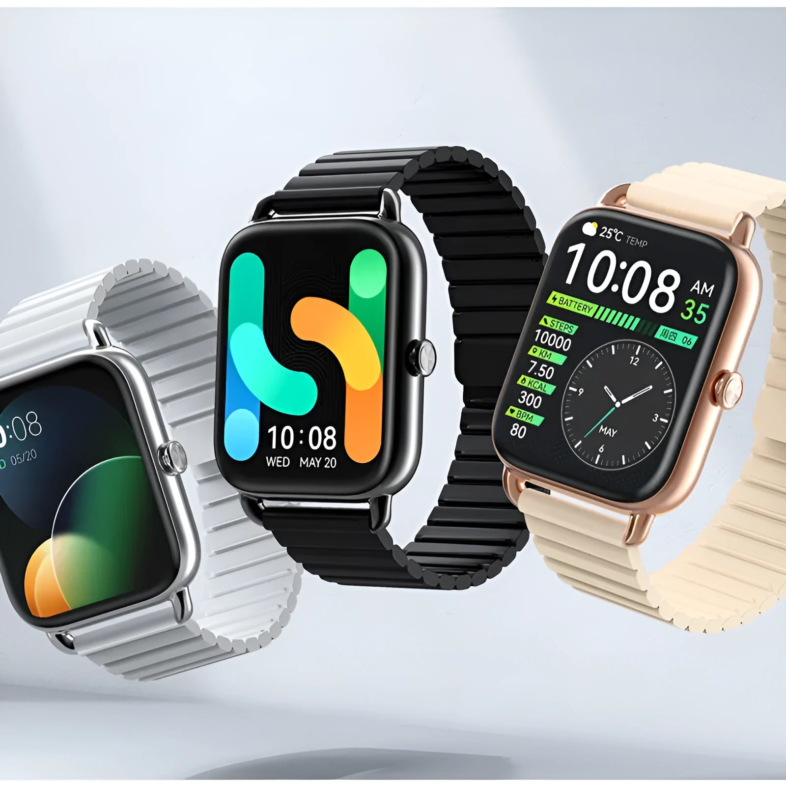 S4PLUS LS11 smart sports watch with AMOLED display on a wrist, showing fitness metrics.