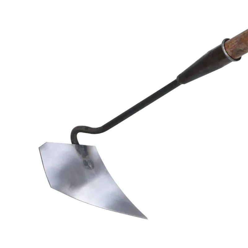 Thickened manganese steel triangle hoe plough with pointed tip for soil loosening and furrow fertilisation