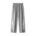 Plus-size men's straight-leg casual sports trousers in grey, showing loose fit and elastic waist.