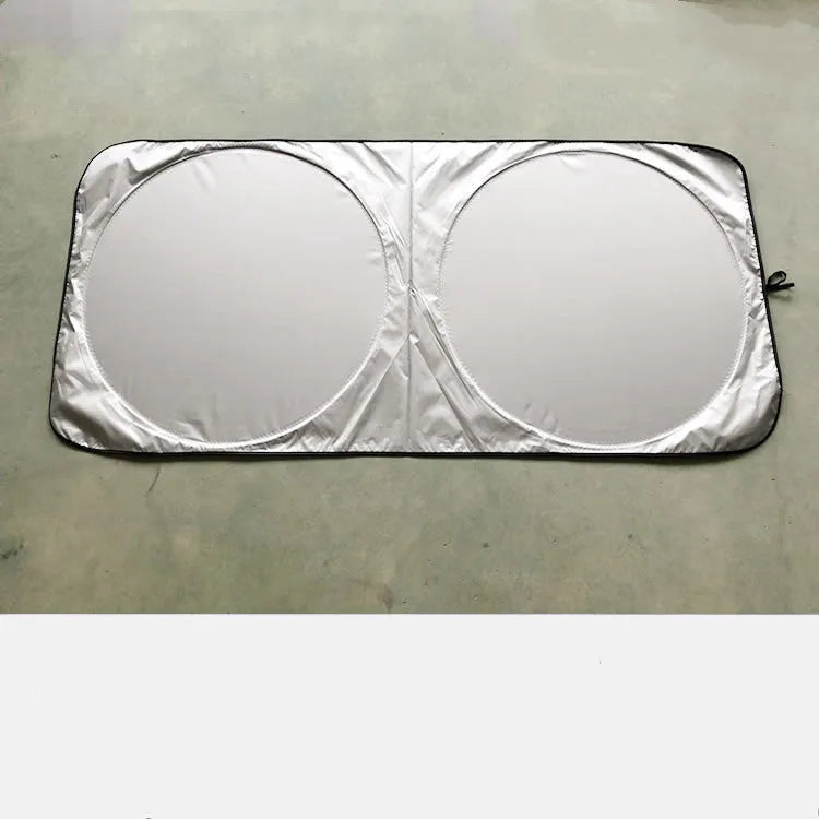 Silver-tape car sunshade measuring 190x90cm with storage cloth bag