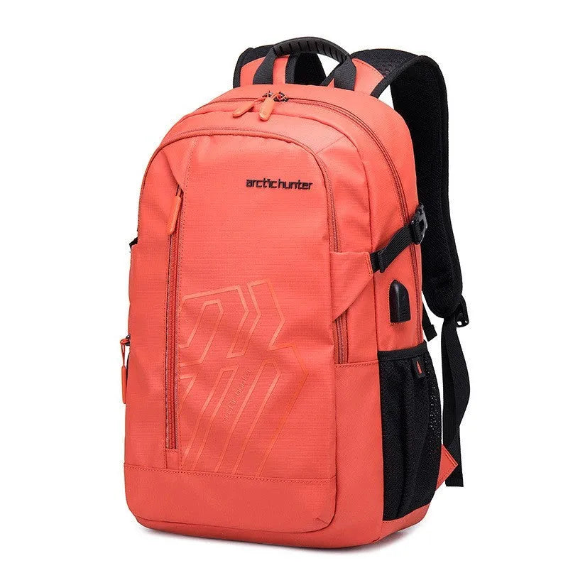 Blue plaid patterned 18 inch casual polyester laptop backpack with a curved shoulder strap.
