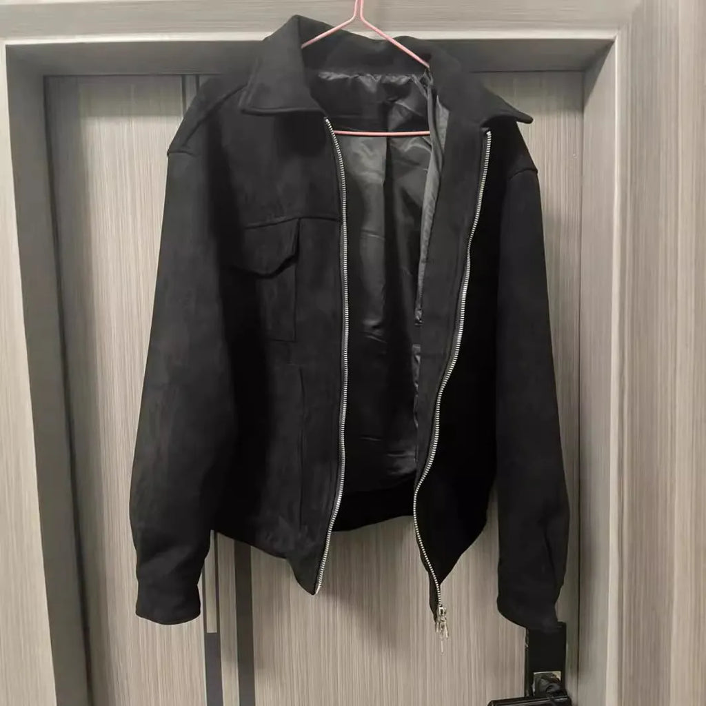Men's thickened zipper jacket with big pockets in slim fit design