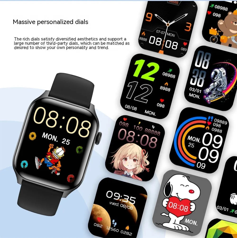 Smart watch with TFT screen, heart rate and blood oxygen monitoring, IP67 waterproofing, black or pink silicone or Milan steel strap