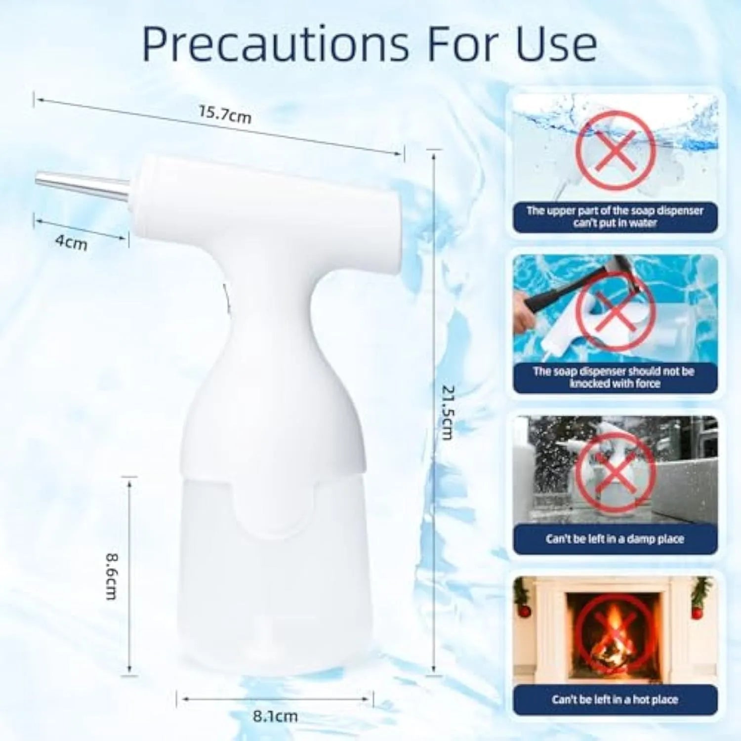 White electric foam soap dispenser with two nozzles for pet bathing and household cleaning