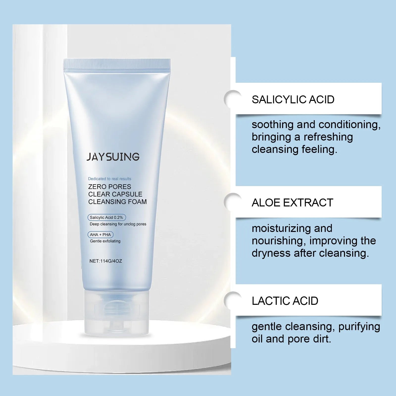 Salicylate cleansing facial cleanser tube, 114g capacity.
