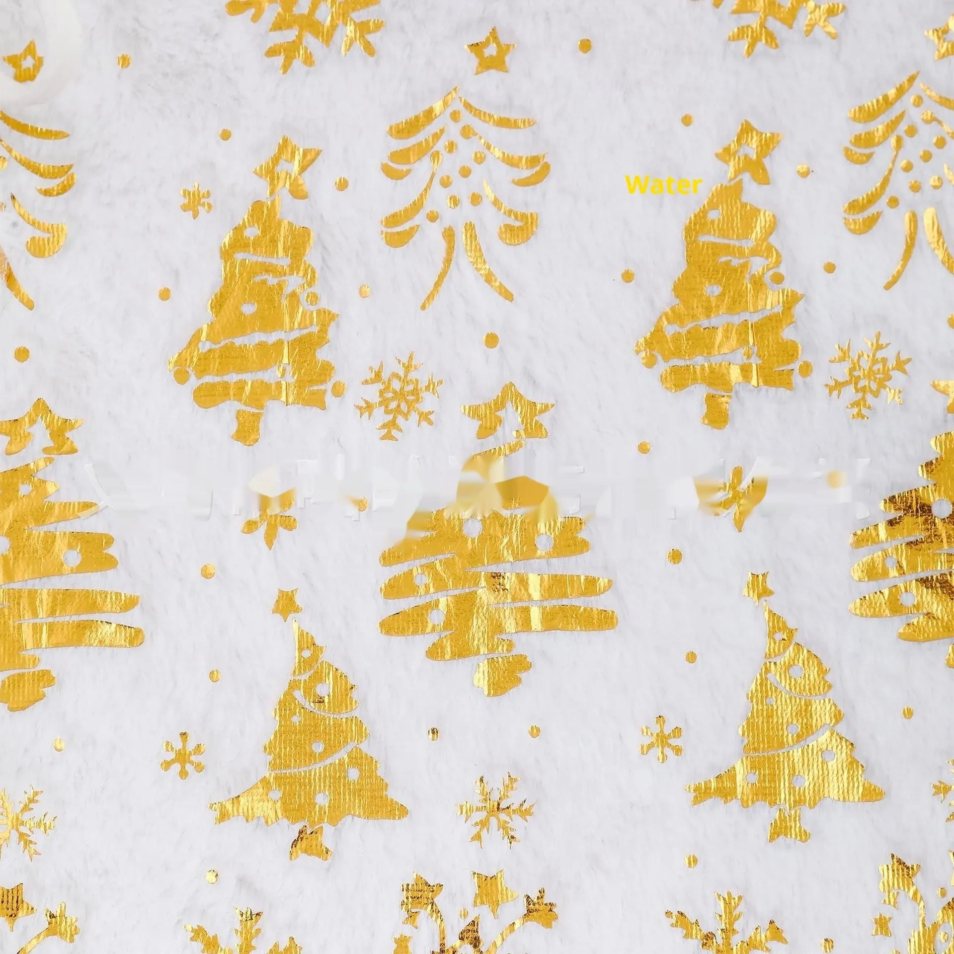 Plush Christmas tree group mat in snowflake star style design on wooden floor