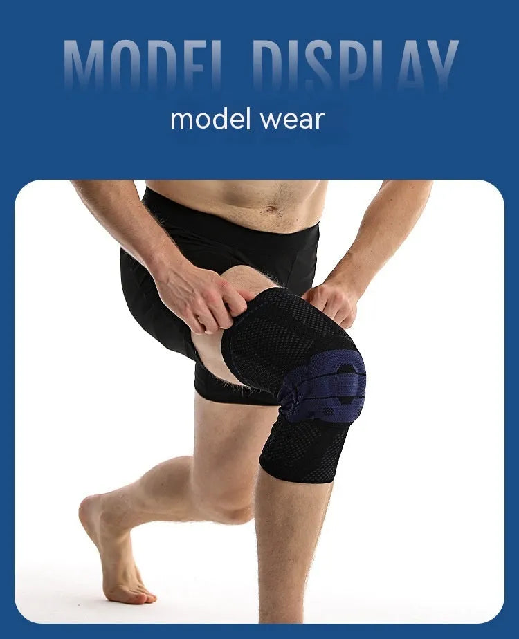 Black and blue basketball knee pads made from nylon and spandex for adult sports protection