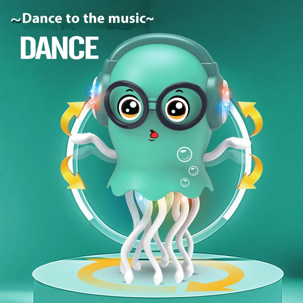 Magic Dancing Octopus electric induction toy in green, orange or pink plastic for children aged 4-6 with lighting