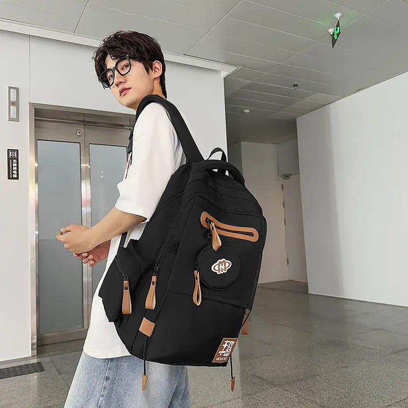 Large capacity waterproof leisure travel backpack in multiple colours with contrast stitching