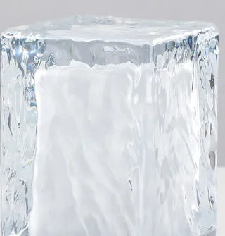 Mini crystal lamp with USB cable and touch control, plastic body, 80x80x12mm size on a desk