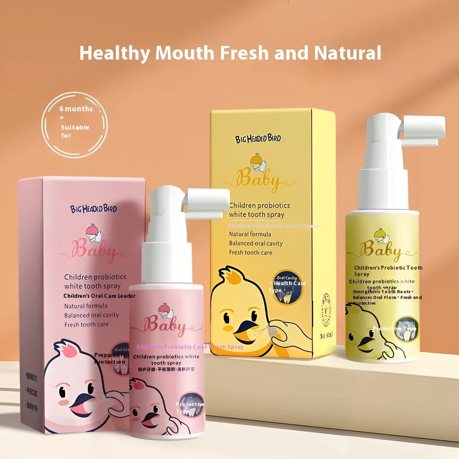 Children's probiotics anticavity oral spray bottle 40ml with strawberry and orange flavour options