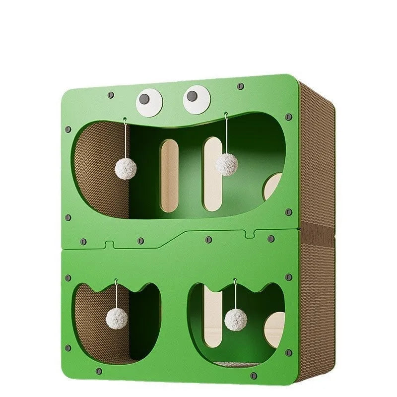 Double-layer cat nest with integrated scratching surface in one of six style options