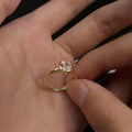 Vintage single diamond ring for women, electroplated copper, white diamond colour, adjustable opening size