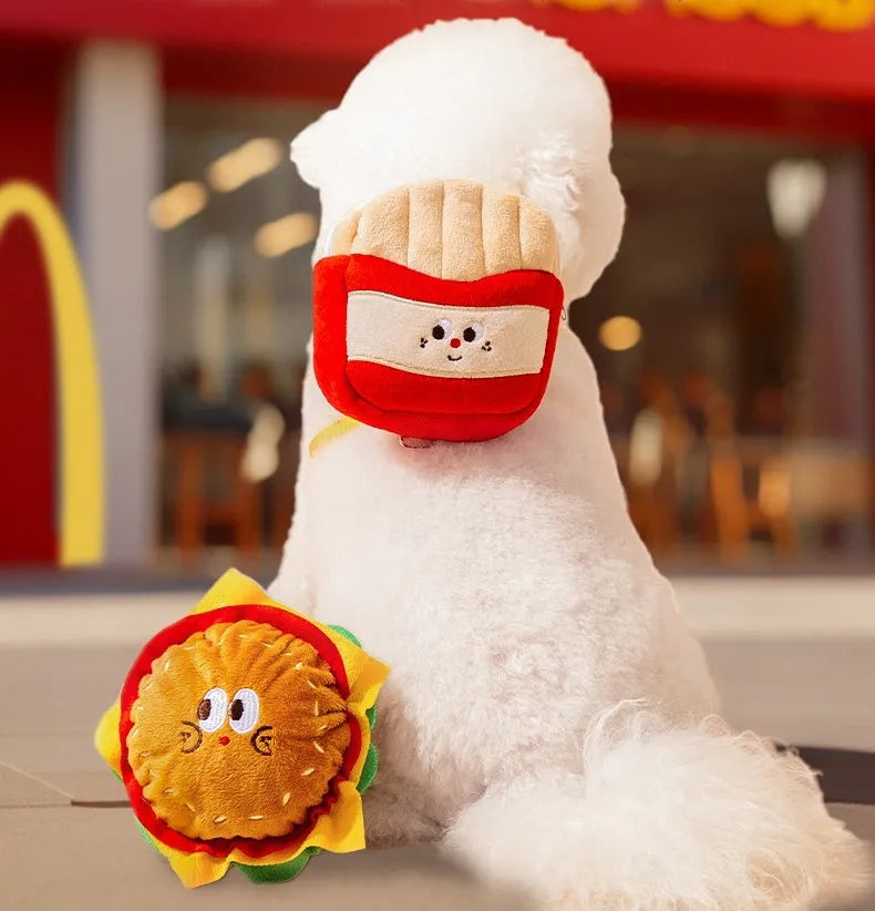 Cartoon hamburger chips design adjustable vest leash for pets with backpack and escape-proof feature