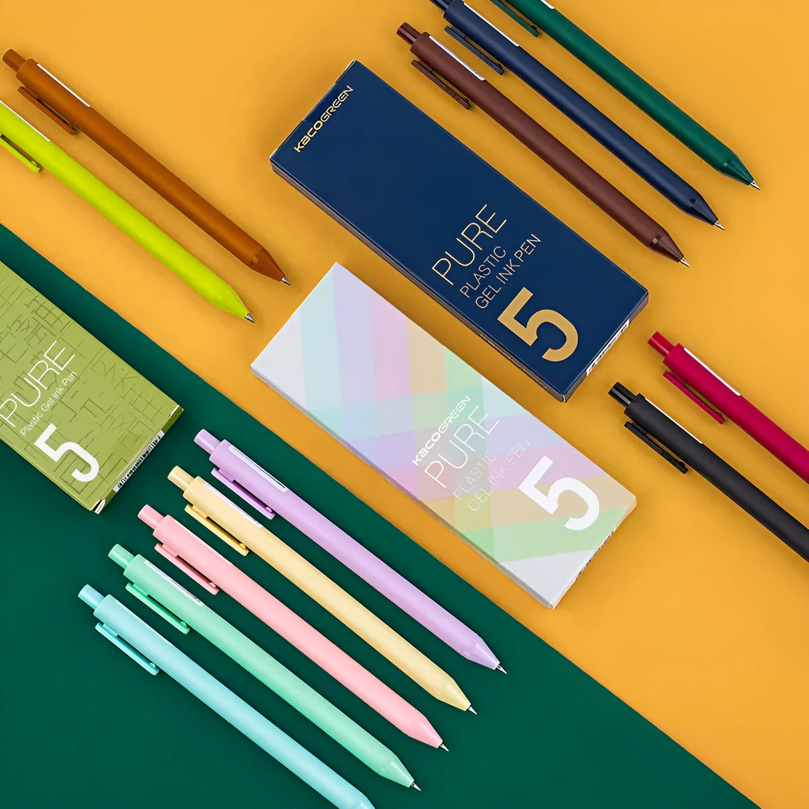 Candy Color Gel Pen 0.5mm fine tip plastic body five pack in assorted colours