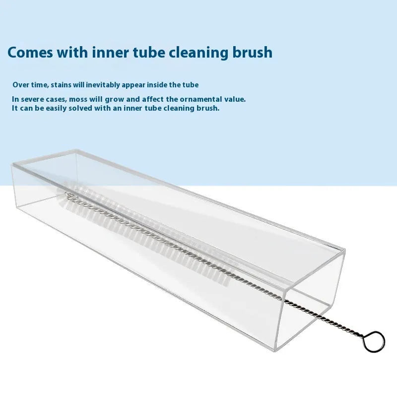 Aquarium feeding tube set with cleaning brush and feed spoon in three size options