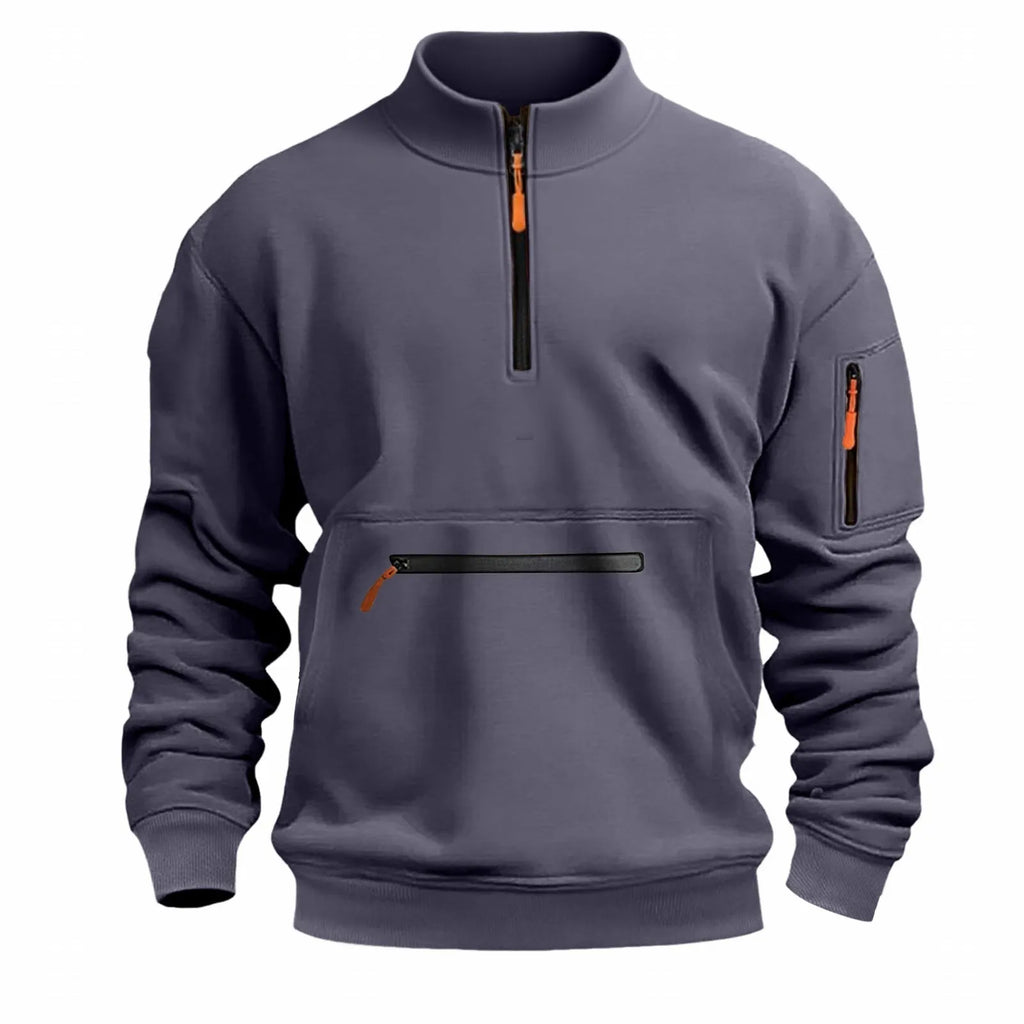 Men's stand collar zipper fleece sweater in eight colour options, polyester fibre casual pullover