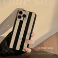 Bright black wide stripes silicone phone case for Apple iPhone, soft TPU painted shell