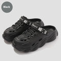 Men's khaki outdoor summer slippers showing hollow-out design and textured EVA sole