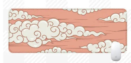 Large natural rubber desk mat with Japanese minimalist pattern on office desk