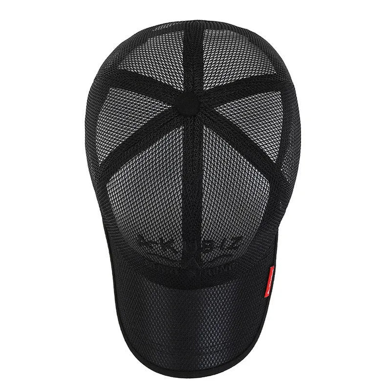Men's adjustable mesh baseball cap in army green with a dome crown, shown on a solid background.