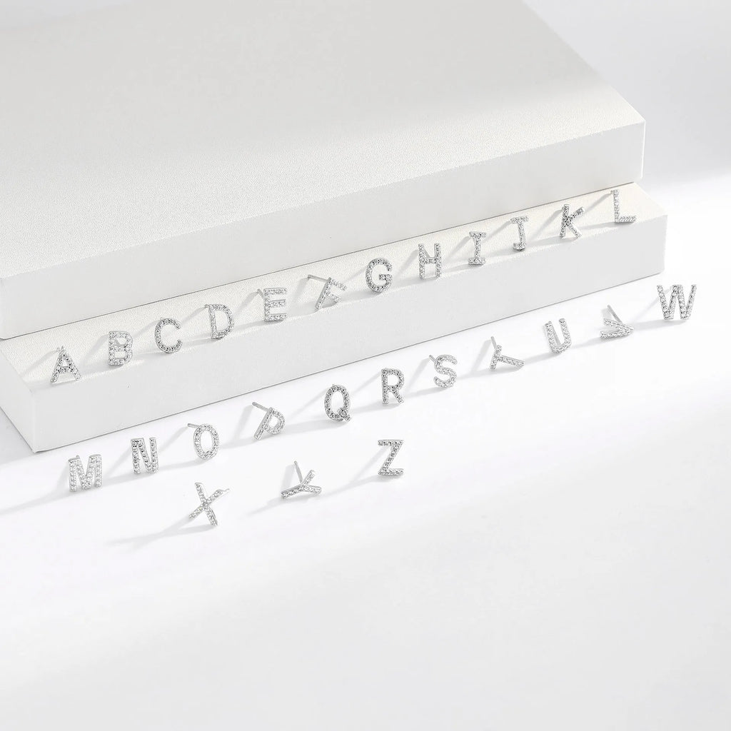 925 silver letter ear studs in gold electroplated finish with initial letter A
