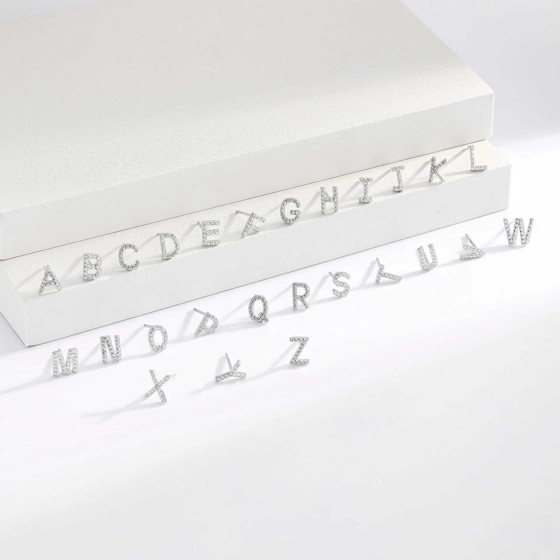 925 silver letter ear studs in gold electroplated finish with initial letter A