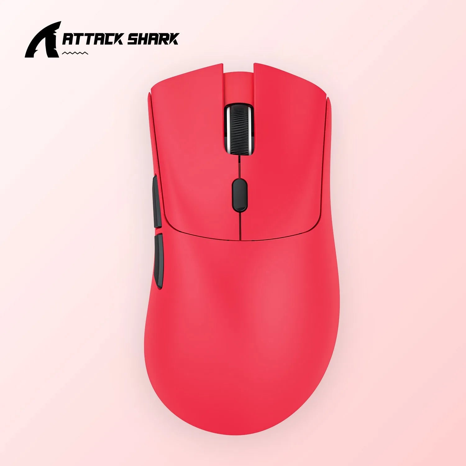 Attack Shark wireless Bluetooth gaming mouse in black, red, or white on a desk