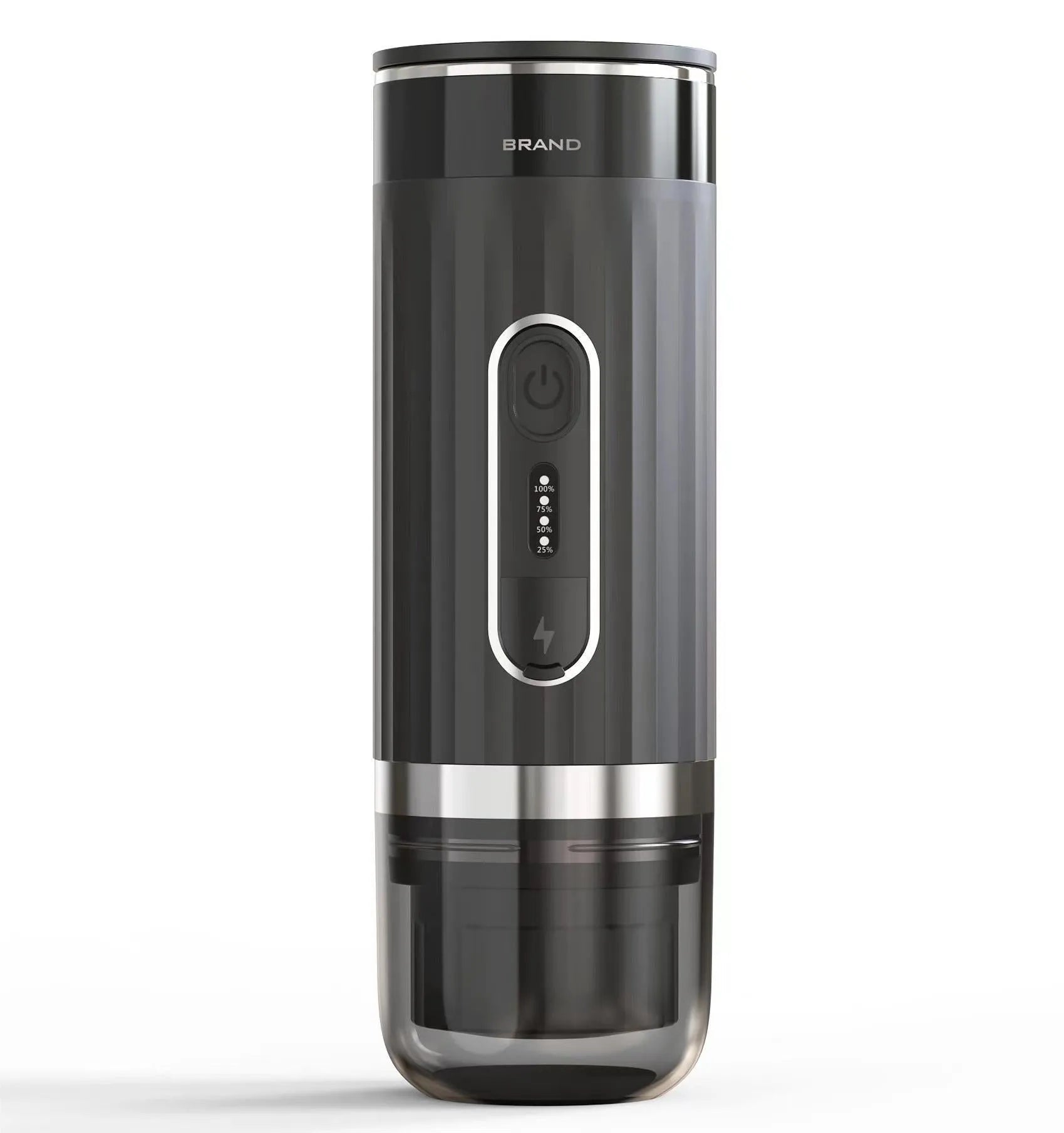 Black portable wireless coffee machine with K-Cup compatibility for outdoor and vehicle use