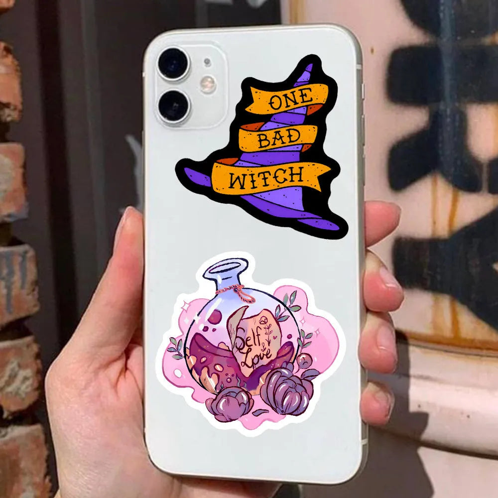 Set of 50 waterproof PVC graffiti stickers in various designs for luggage and smooth surfaces