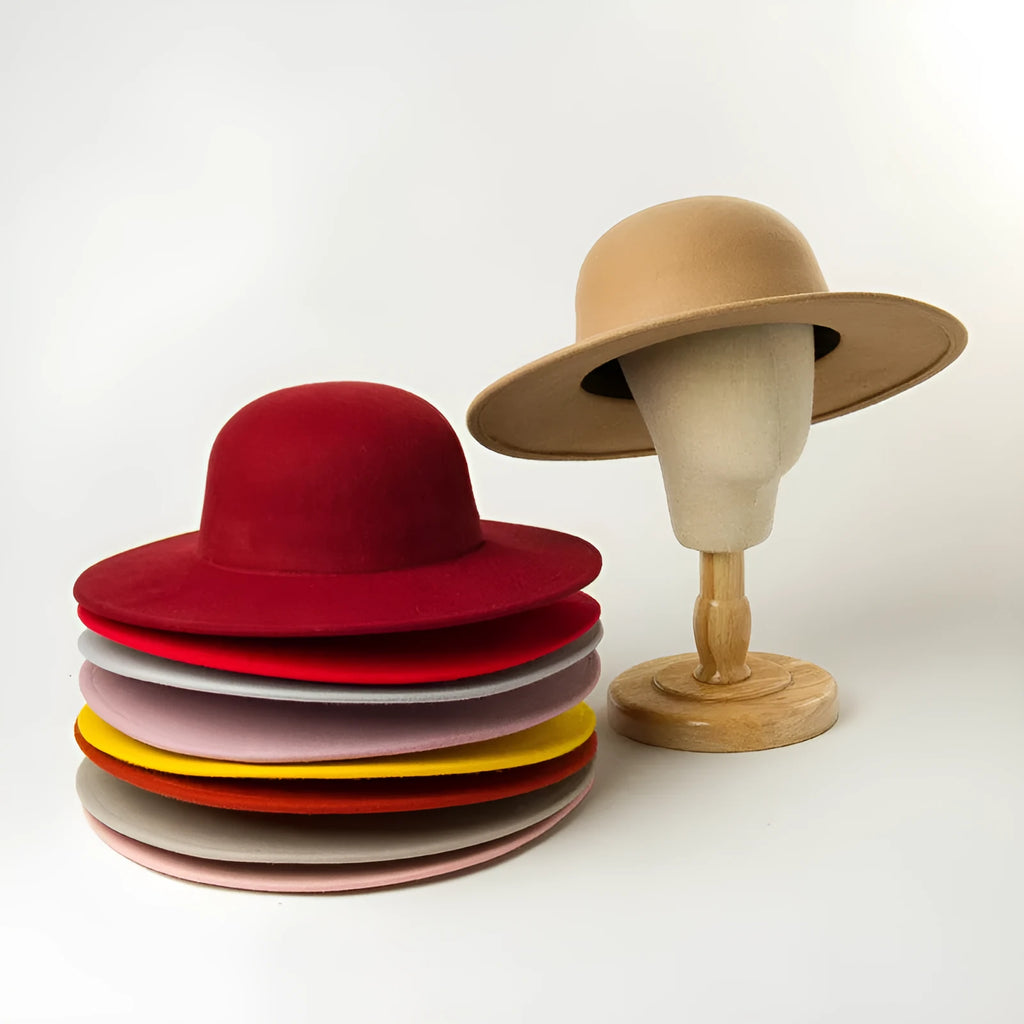 Wool felt top hat fisherman hat in khaki, black or coffee, adjustable small round tie-dye hat