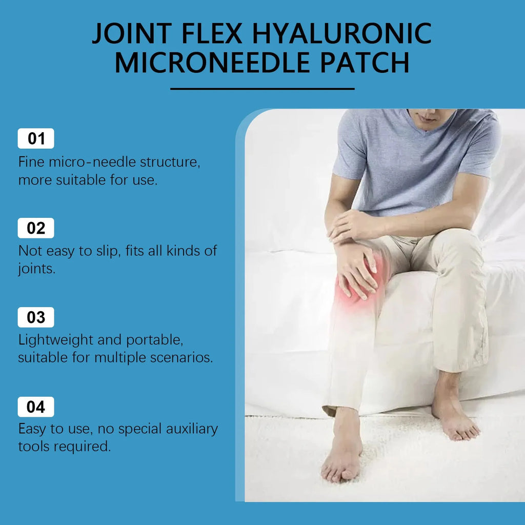 Pack of four joint microneedle patches containing Curcumin and hyaluronic acid external paste.