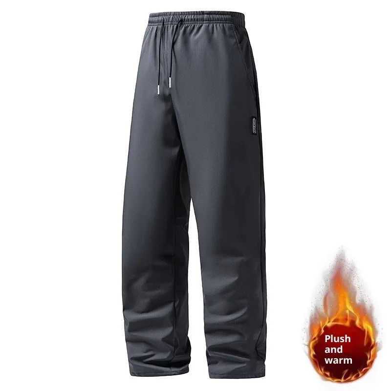 Men's straight casual light business pants in lint-free fabric, black, sizes M to 5XL