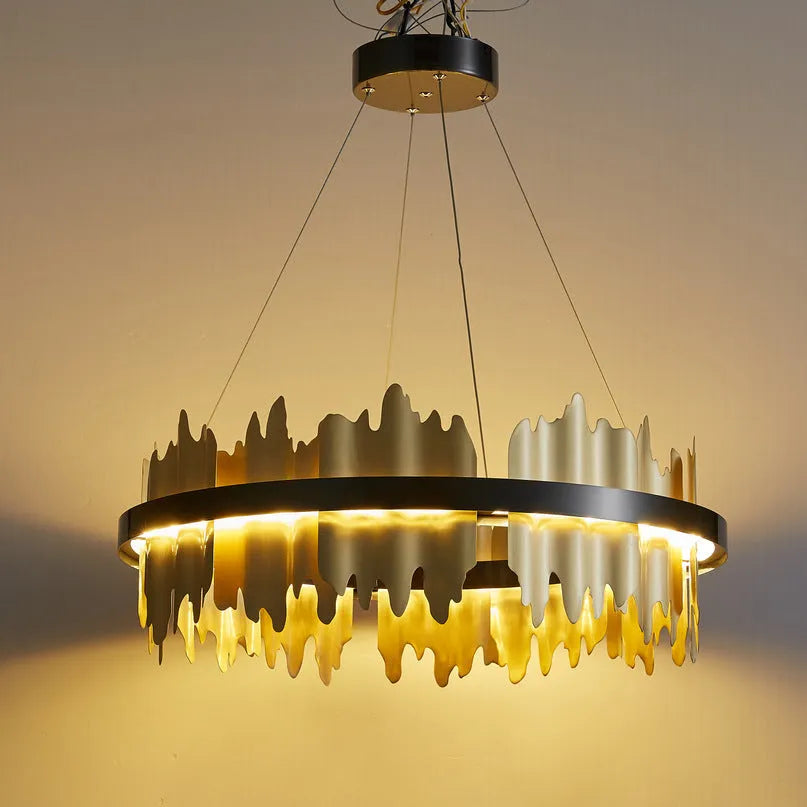 Postmodern Italian minimalist LED chandelier with organic glass shade in black (80x18cm size) for dining room