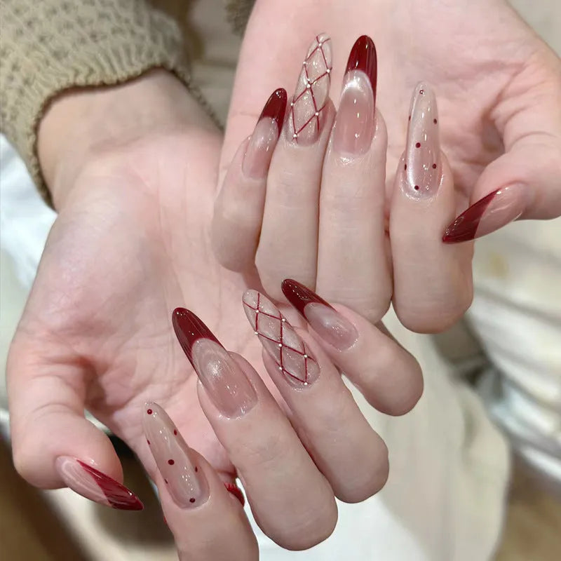 Square shaped acrylic false nails set with nail glue for DIY manicure