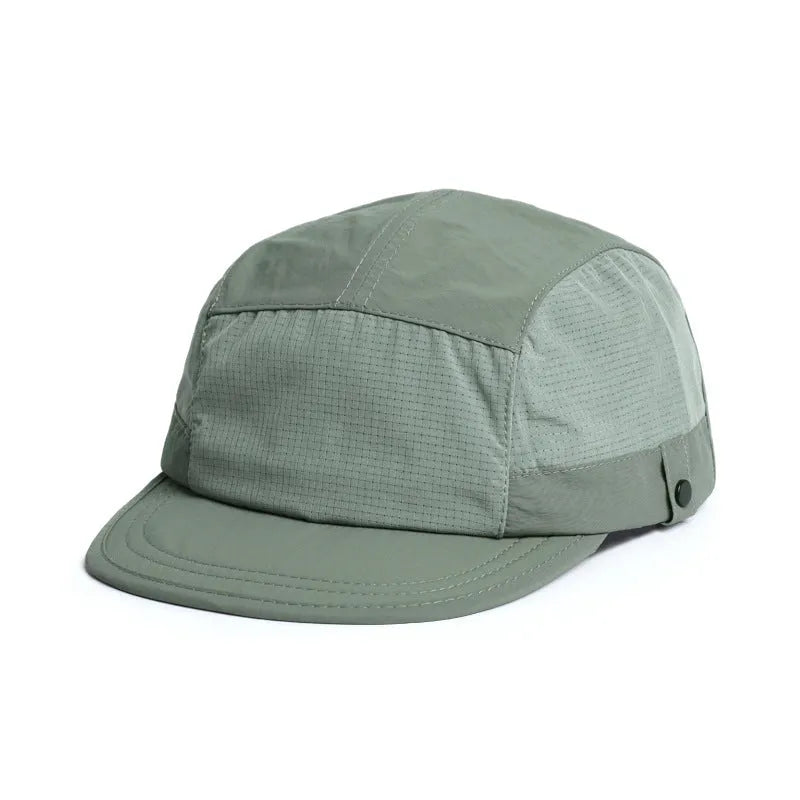 Breathable dome crown summer sun hat in army green with a soft front tongue cap for sun protection.