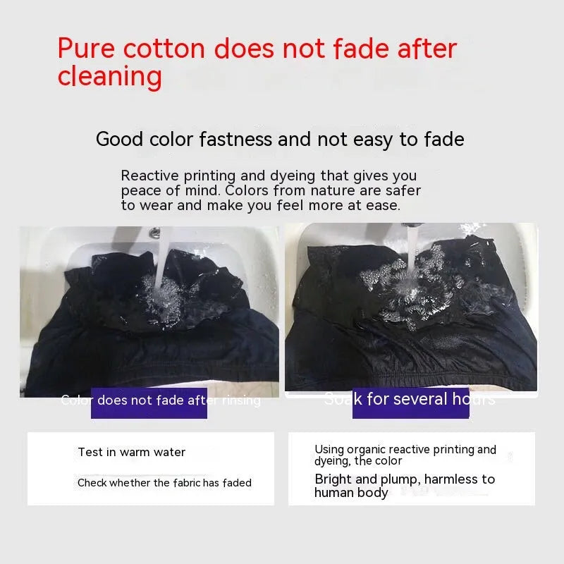 Men's cotton mid waist boxer shorts, solid colour, plain weave, breathable antibacterial fabric, sizes L to 6XL