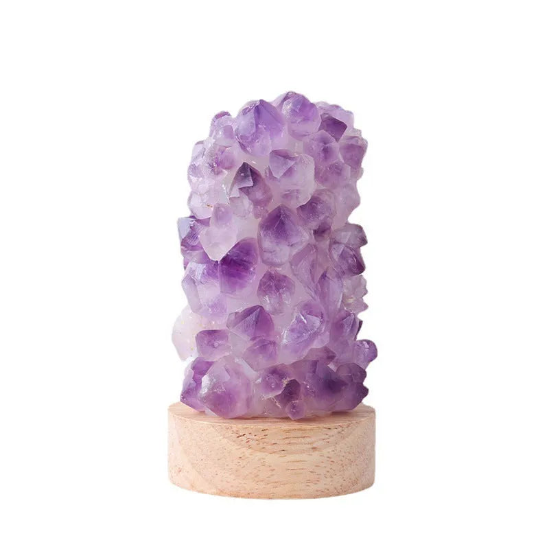 Amethyst crystal tooth flower USB night light with warm and cool white light settings