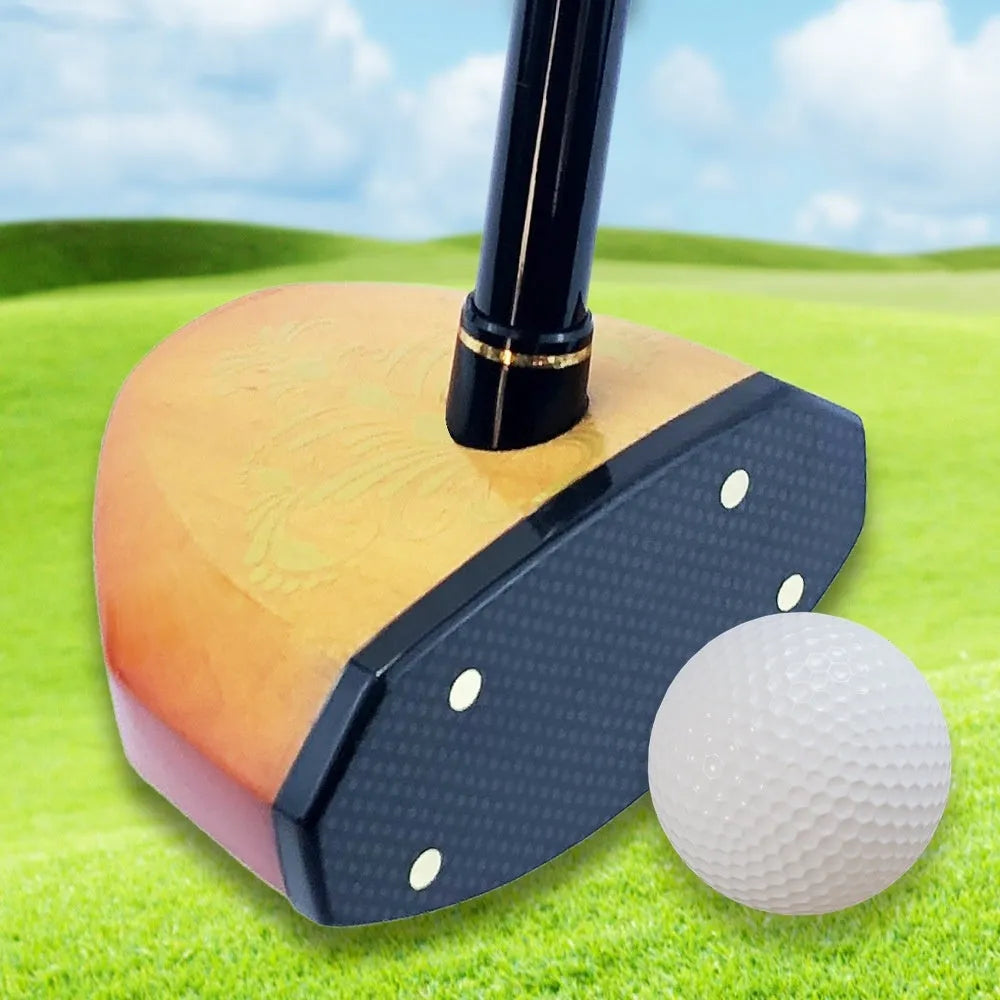 Green maple head golf training club with carbon shaft at 84cm length