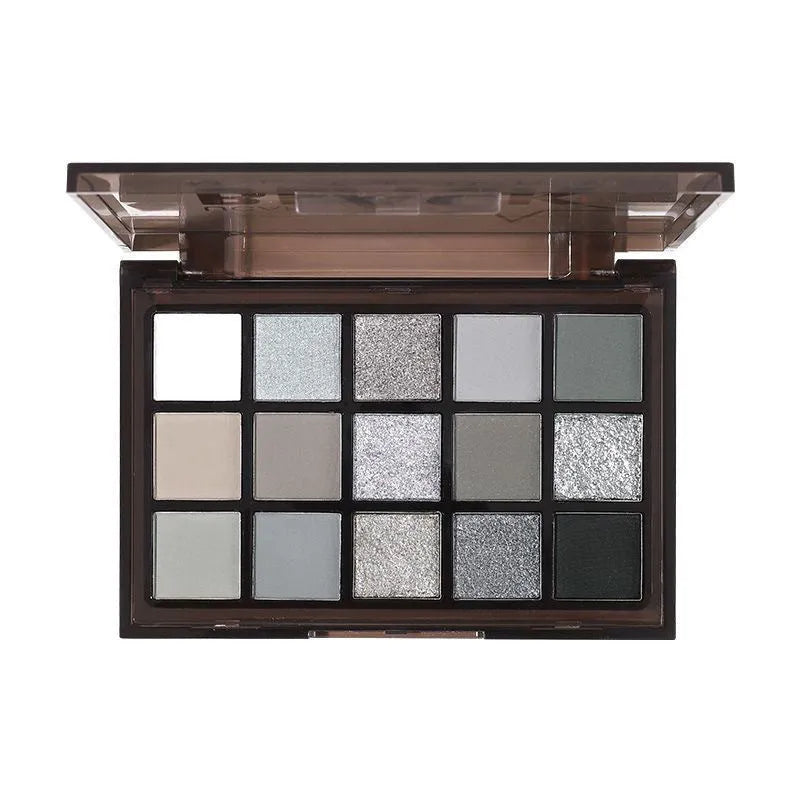 15-colour night elf eye shadow palette showing brown and blue shades for smoky makeup