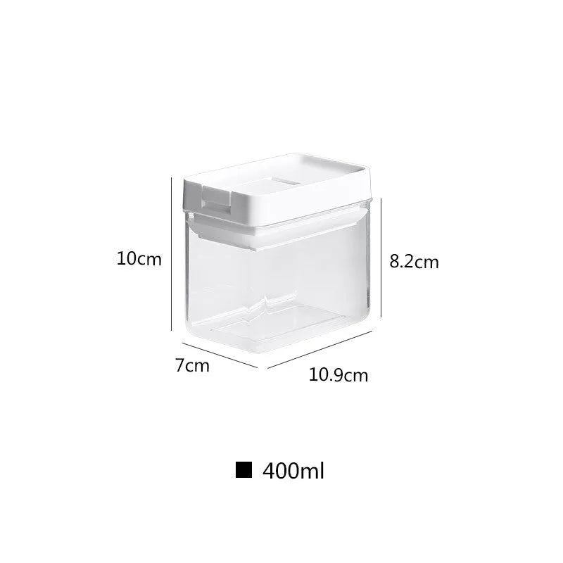 White transparent plastic grain storage tank with 400ml capacity.