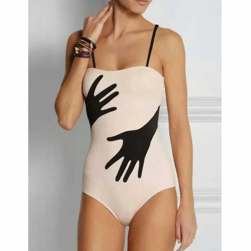 Women's one-piece beach bikini swimsuit with gauze skirt cover-up
