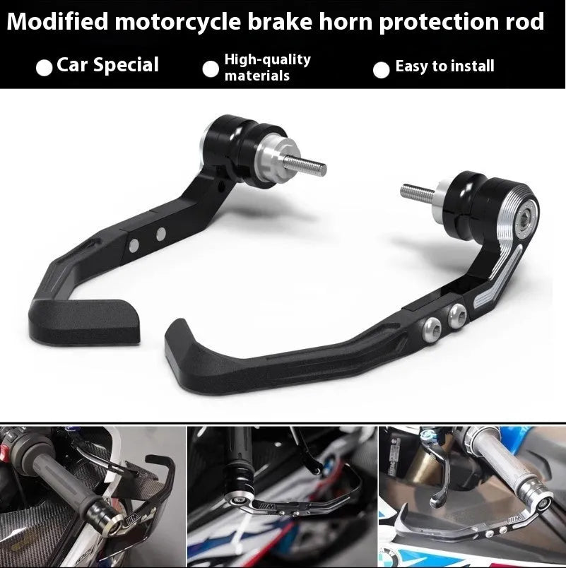 Pair of black CNC machined motorcycle bow protection pads for Honda CBR650F and CBR650R brake horn guard bar.