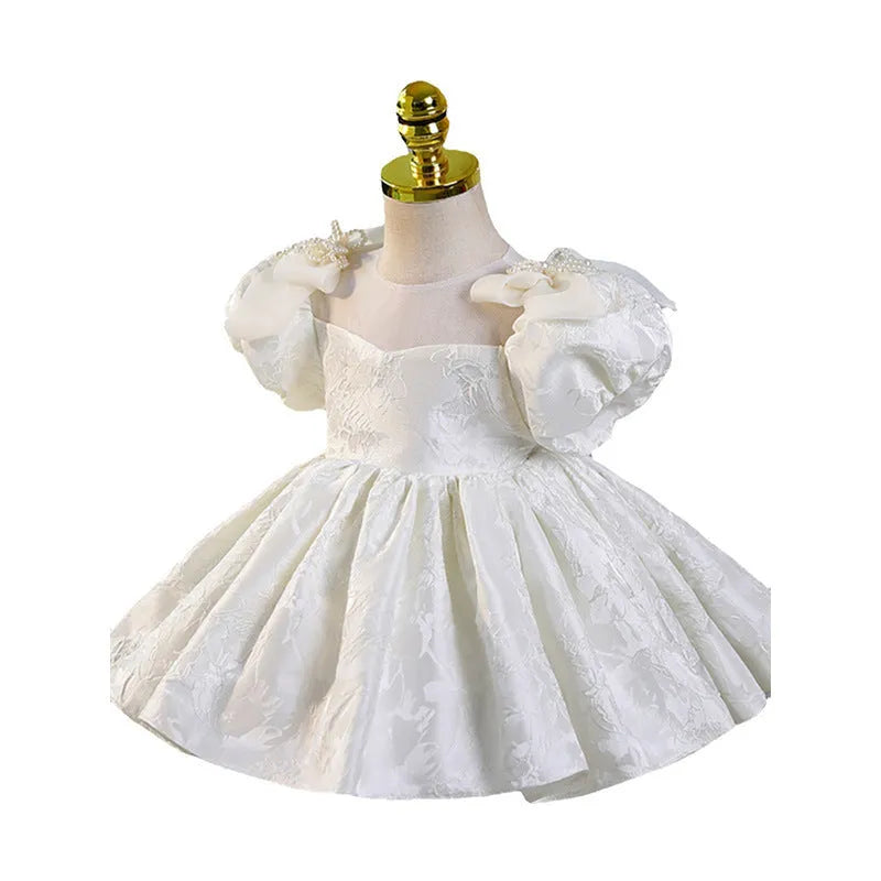 White polyester princess pettiskirt performance dress for girls height 80cm to 160cm