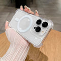 Transparent airbag phone case with magnetic suction and lens protector for iPhone
