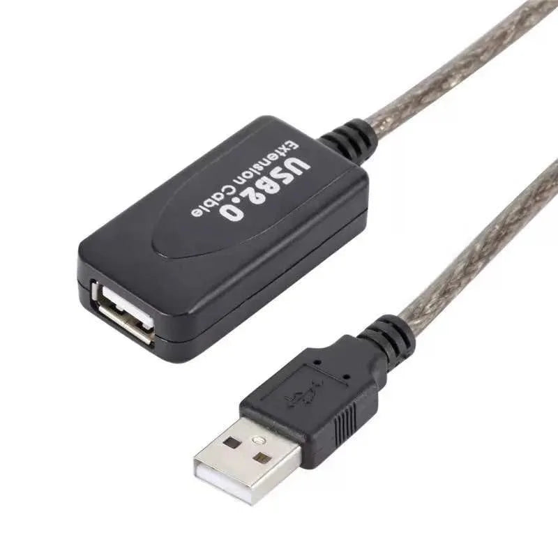 5m USB male to female extension cable with chip, copper wire and transparent black finish