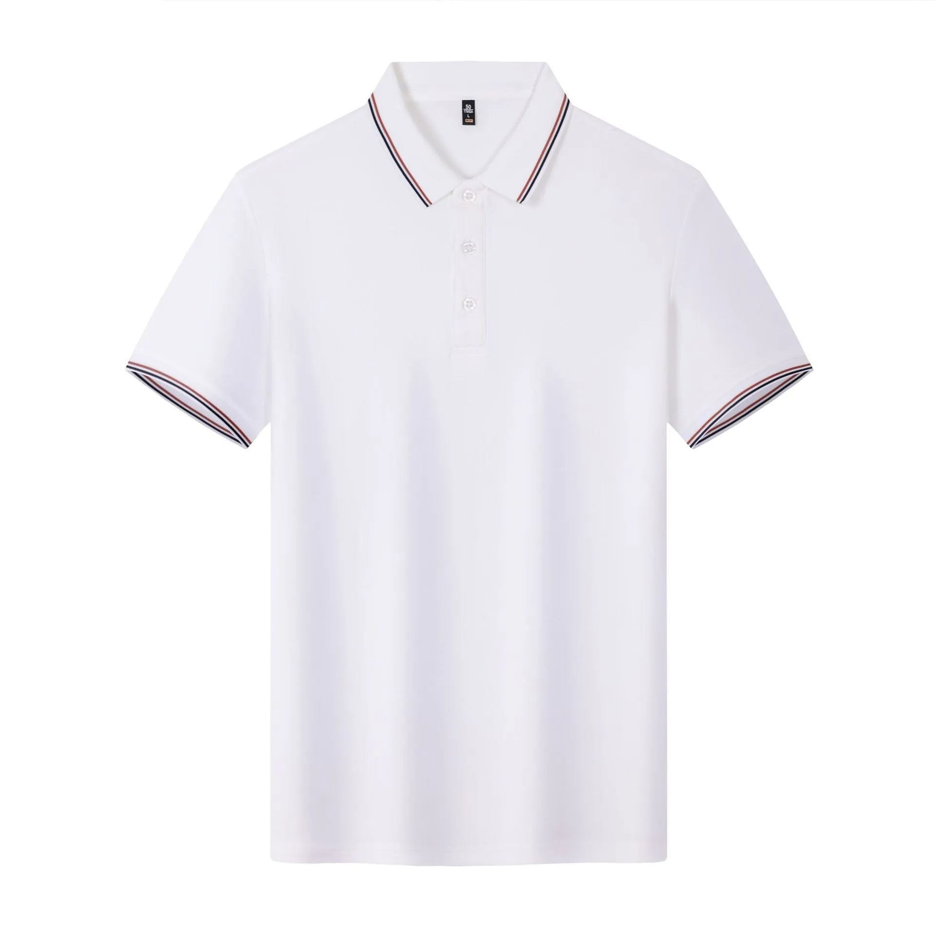 Men's short sleeve ice-feel work polo shirt in a light blue colour with a printed pattern.