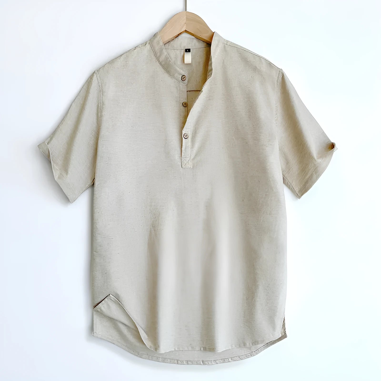 Men's thin linen and cotton short sleeve t-shirt in solid colours: optic linen, white, grey green, black.