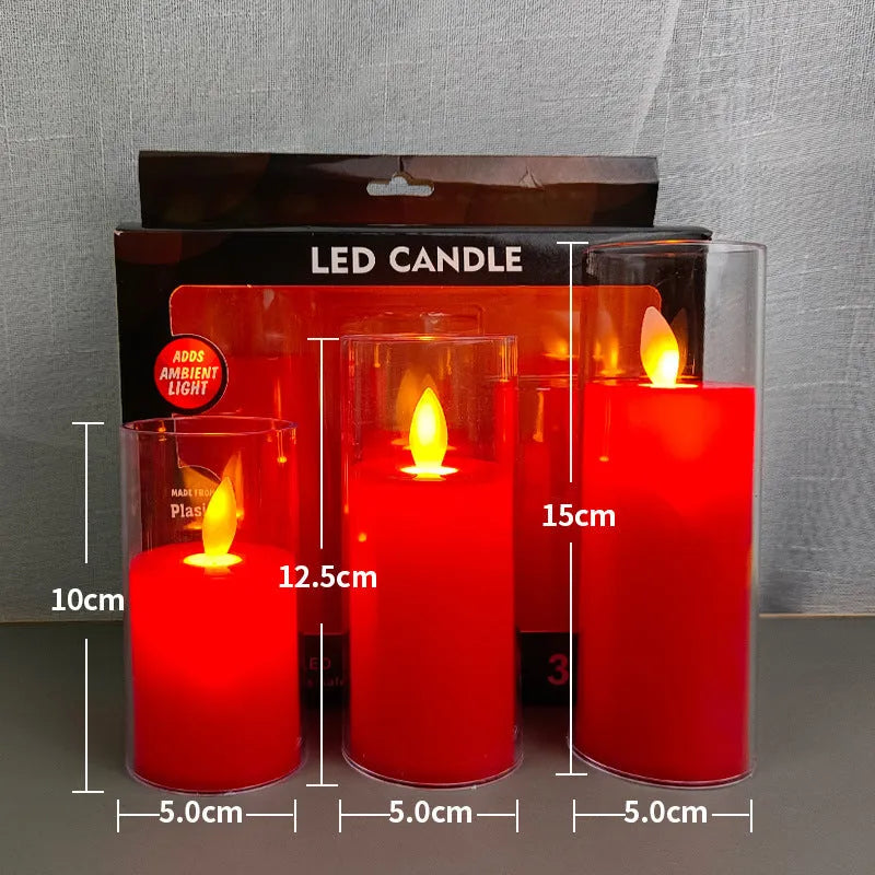 LED simulation candle lamp in cup shape, ivory white, 5.5cm height, 3-pack